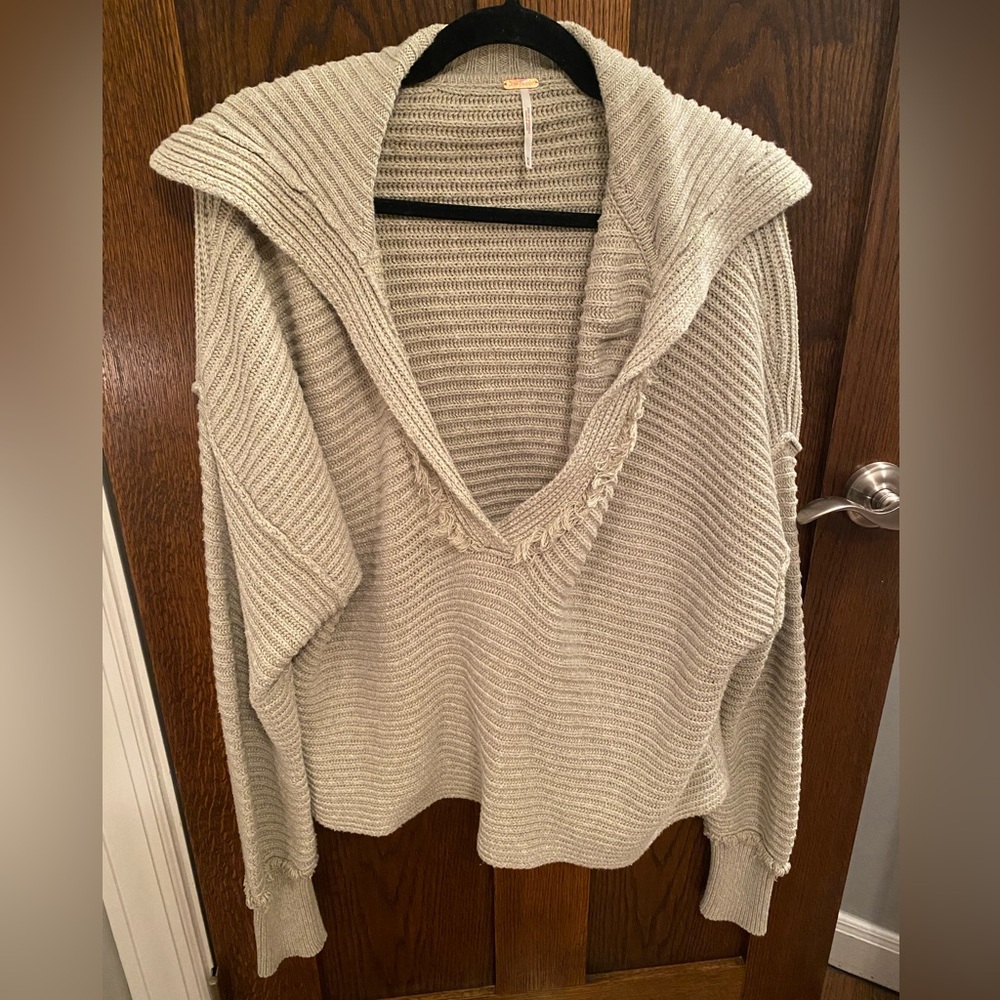 Free People oversized collared rib sweater